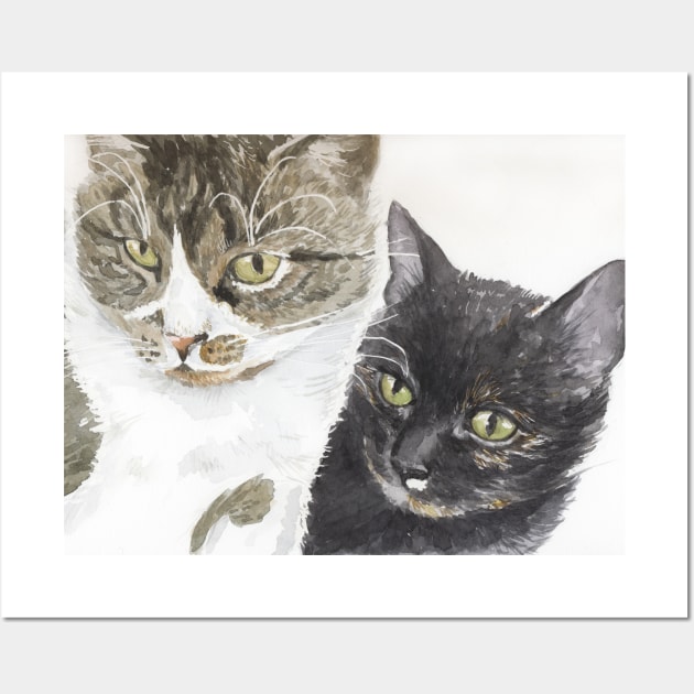 Two cats - tabby and tortie Wall Art by katerinamk